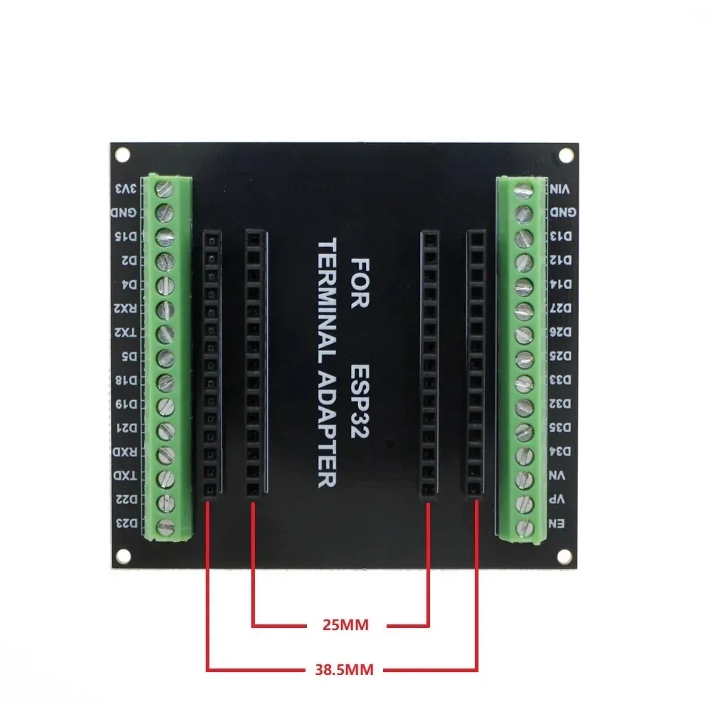 Breakout board til ESP32 Devkit V1 med skrueklemmer