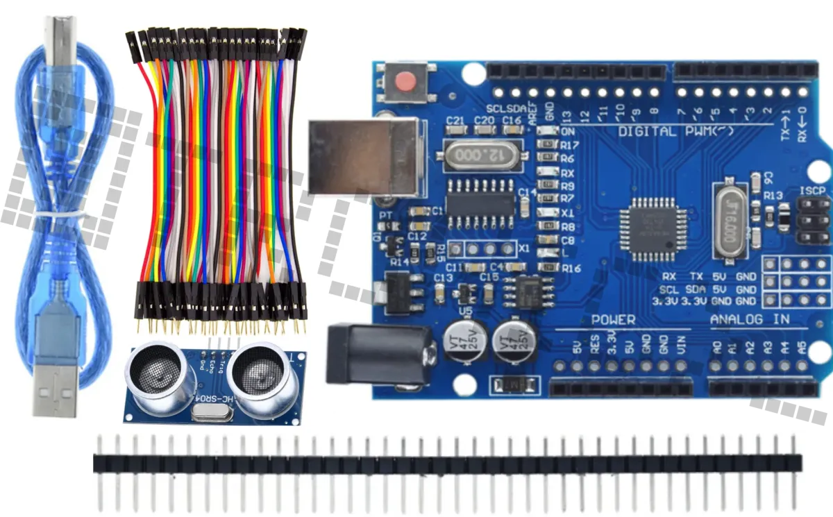Starter Kit til Arduino Uno R3 med HC-SR04 afstandssensoren og dupont-kabler