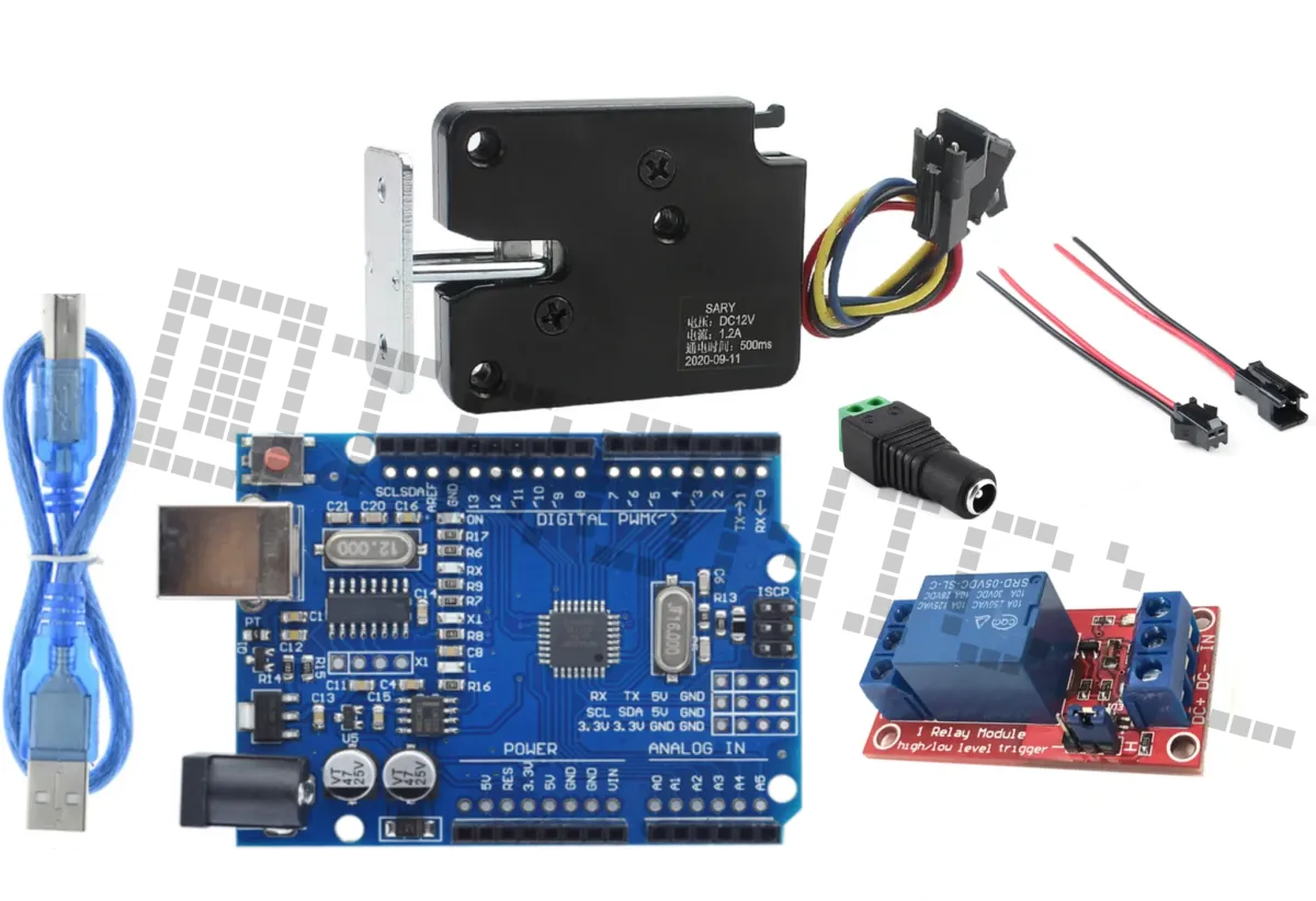 Starter Kit til Arduino Uno R3 med 5v lås, relæmodul, dc jack og 2 pin pigtail