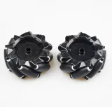 Mecanum Hjul /Omnidirektionelt Hjul - 80MM-A Sort - sæt med 2 hjul (1xL + 1xR) – 2