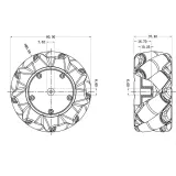 Mecanum  Hjul /Omnidirektionelt Hjul - 80MM-A Blå  - sæt med 2 hjul (1xL+1xR) – 2