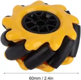 Mecanum Hjul /Omnidirektionelt Hjul - 60MM-K Gul - Sæt med 4 – 4