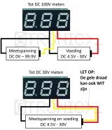Voltmeter 0-100V - Grøn, 0.56 inch, 3 ledninger – 2