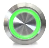 Trykknap | tænd-sluk self lock | 12-24V LED Grøn | RVS | 16mm – 1