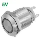 Trykknap | Moment - puls | 5V LED Hvid | RVS | 12mm – 1