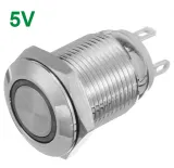 Trykknap | Moment - puls | 5V LED Rød | RVS | 12mm – 4