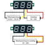 Voltmeter 0V-100V Blå – 3