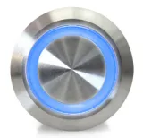 Trykknap | Moment - puls | 5V LED Blå | RVS | 12mm – 3