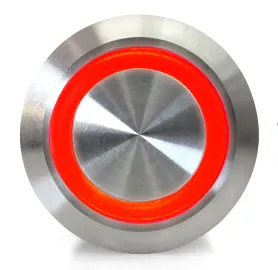Trykknap | tænd-sluk self lock | 5V LED Rød | RVS | 12mm