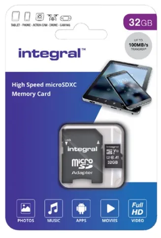 Integral 32GB V10 High Speed microSDHC-kort Class 10 - 100MB/s med SD-adapter