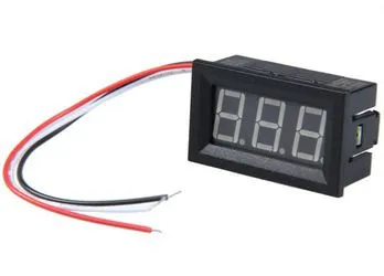 Voltmeter 0-100V - Rød, 0.56 inch, 3 Ledninger