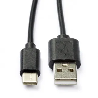 USB-A til USB-C kabel 30cm kort sort