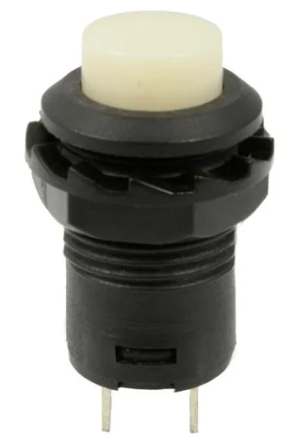 Trykknap | tænd-sluk self lock | 14x20 rundt hul 12mm | Hvid
