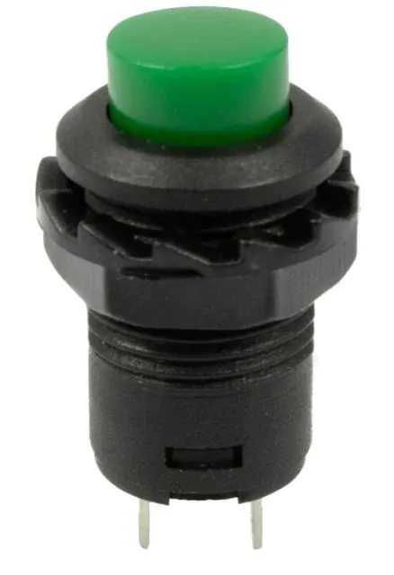 Trykknap | tænd-sluk self lock | 14x20 rundt hul 12mm | Grøn