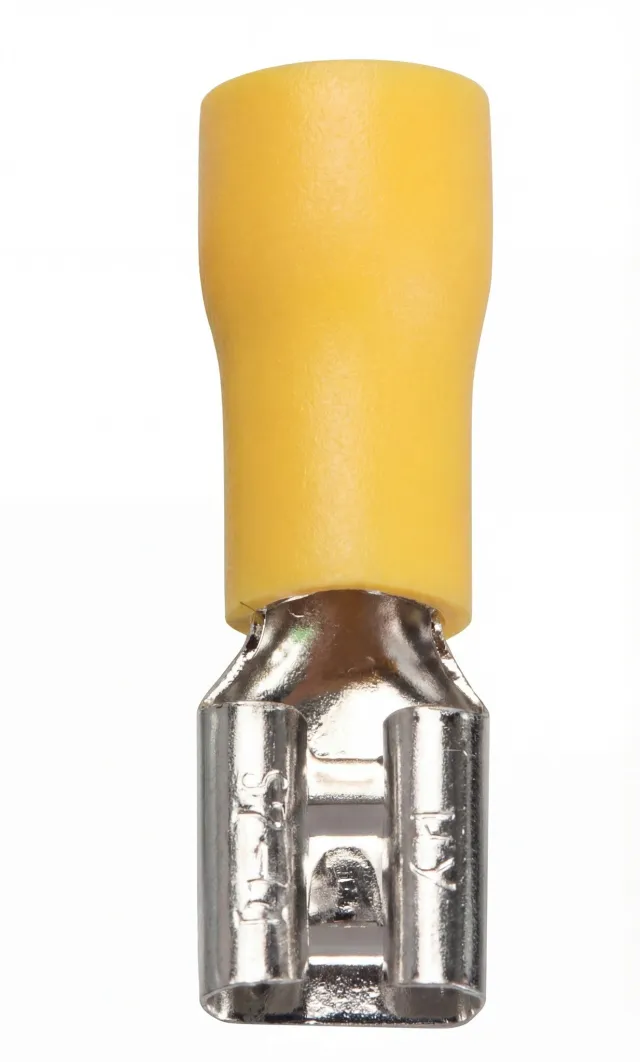 Isoleret hun-kabelsko 6,3 mm – gul