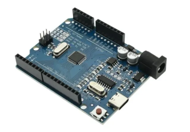 Arduino UNO R3 compatible USB-C incl. kabel og header pins.