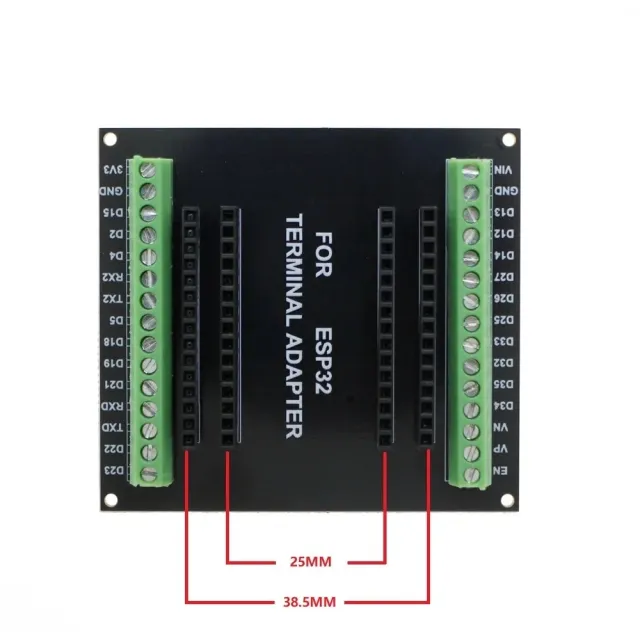 Breakout board til ESP32 Devkit V1 med skrueklemmer