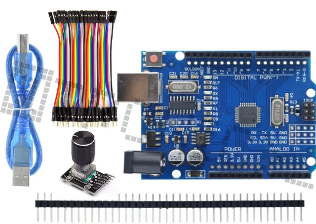 Starter Kit til Arduino med Rotary Encoder & 40-Delt Dupont Kabelsæt