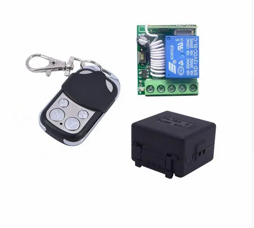 Trådløs Programmerbar Relæmodul inkl. Fjernbetjening (4 knapper) - 12V 433Mhz RF
