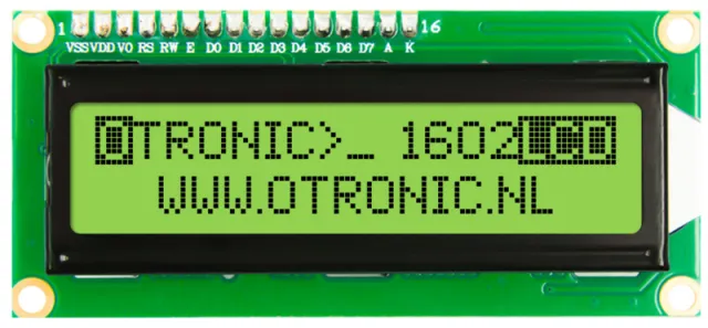 1602 LCD  grøn/gul baggrundsbelysning med  I2C forloddet
