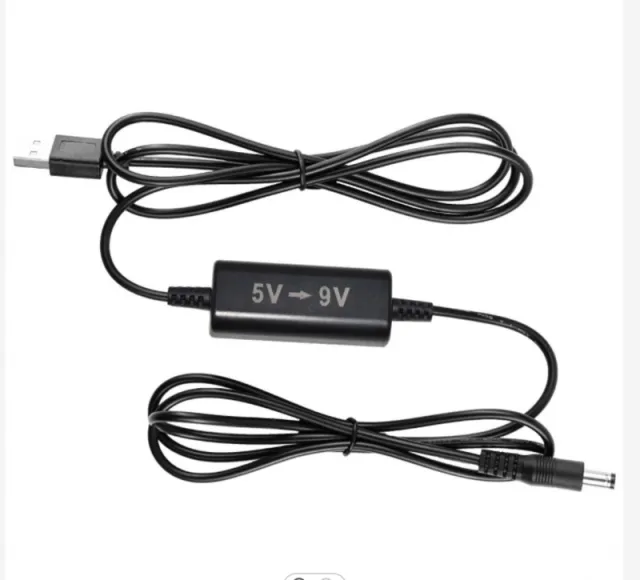 USB Step Up kabel fra 5V til 9V