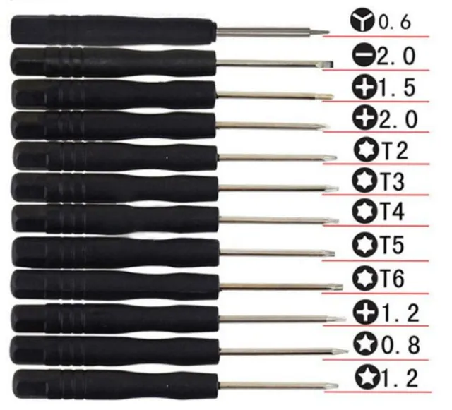 12 mini skruetrækkere