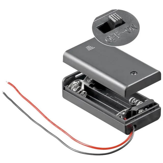 2x AA batteriholder med tænd/sluk-kontakt (3V)