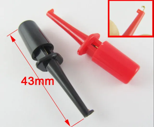 Mini testclip med fjederkrog til PCB SMD IC 43mm - Sort