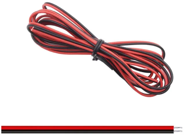 2-leder kabel 22AWG Ø1.3mm rød / sort 1 meter