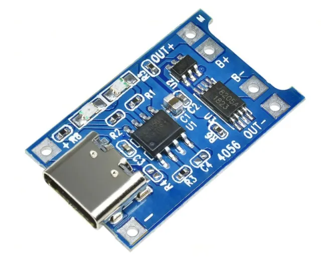 Lithium Batterioplader med USB-C 5V 1A  TP4056