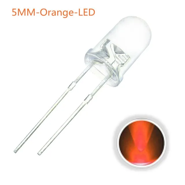 10x LED Diode Transparent 5mm Orange 2V