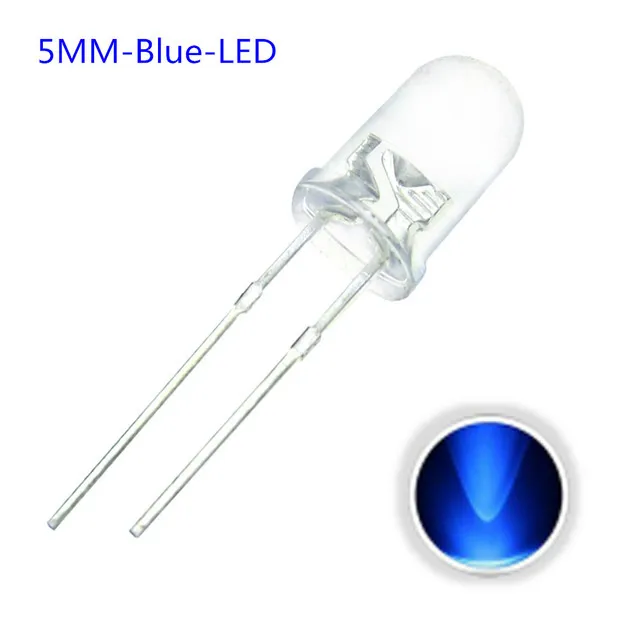 10x LED Diode Transparent 5mm Blå 3V