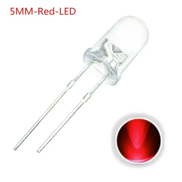 10x LED Diode Transparent 5mm Rød 2V