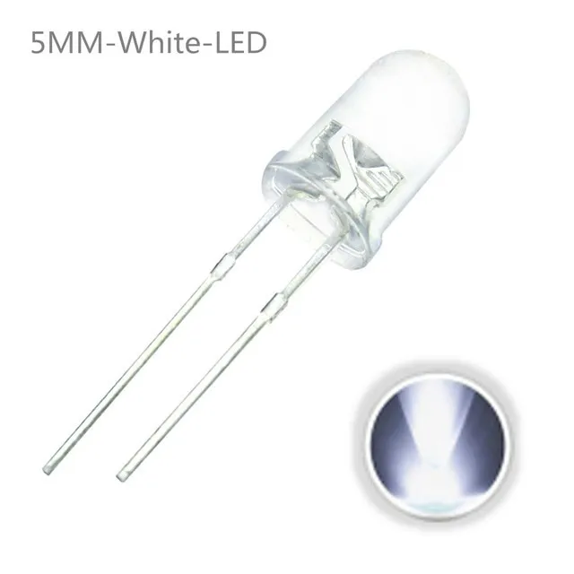 10x LED Diode Transparent 5mm Hvid 3V