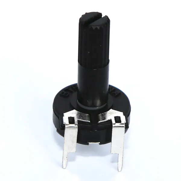 10K-ohm justerpotentiometer, liggende, med knap på 15mm, hexagon socket