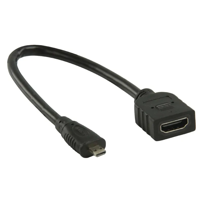 Micro-HDMI til HDMI hunstik sort 0,2m
