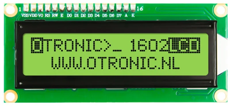 1602 LCD grøn/gul med baggrundsbelysning