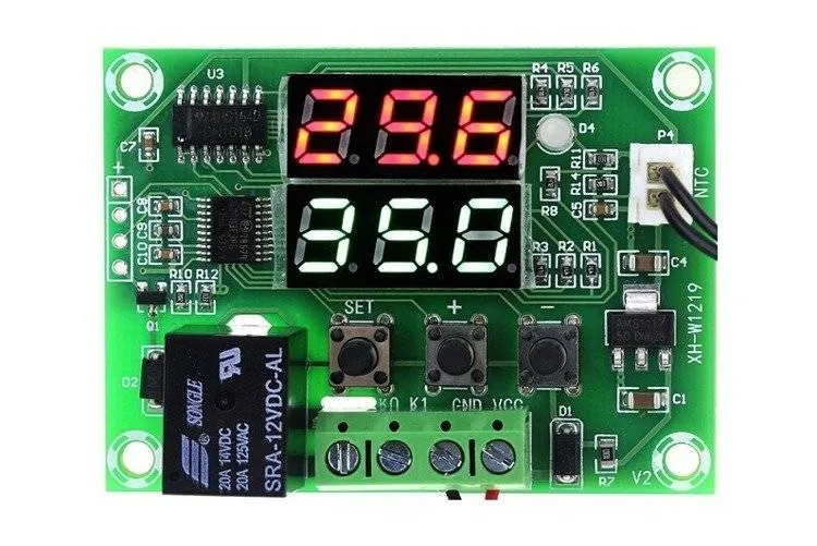 Digital termostatrelæ med 2 displays (rød & blå) XH-W1219