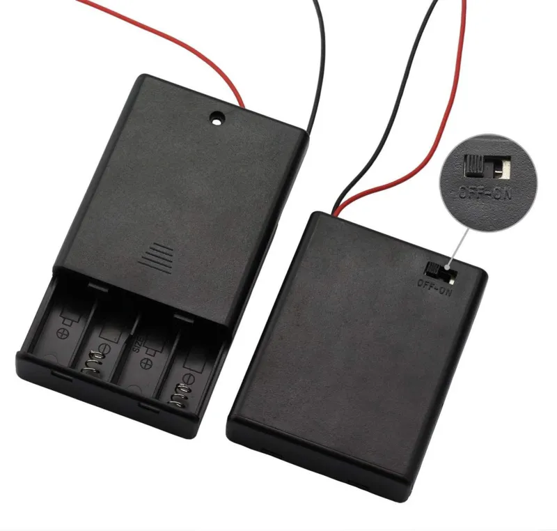 4x AAA batteriholder med tænd/sluk-kontakt (6V)
