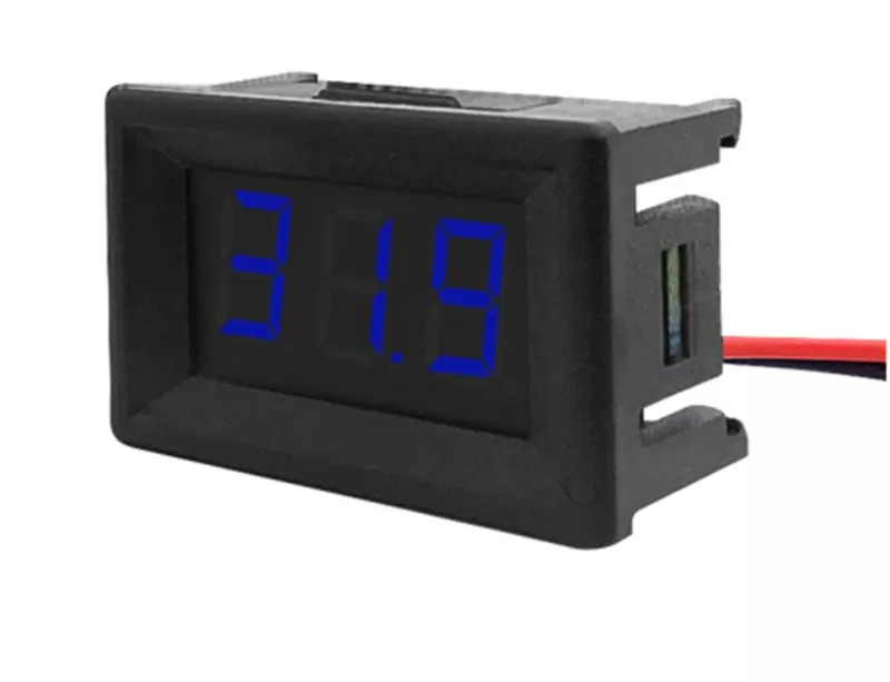 Voltmeter DC 3,5V-30V -  Blå, 0.56 inch, Indbygning