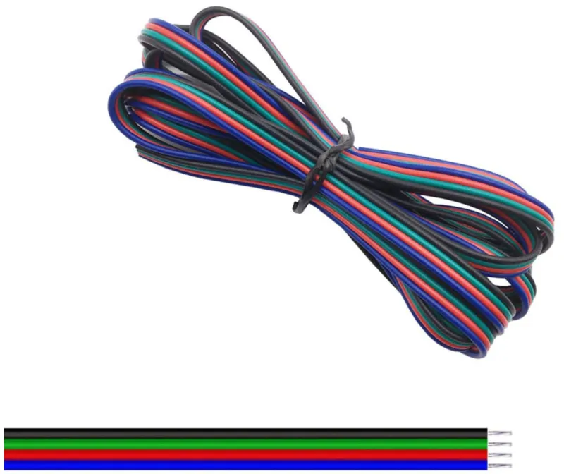 4-leder kabel 22AWG Ø1.3mm blå / rød / grøn / sort 1 meter