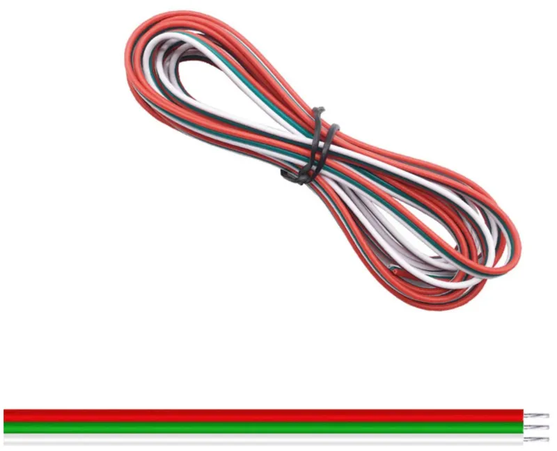 3-leder kabel 22AWG Ø1.3mm rød / grøn / hvid 1 meter