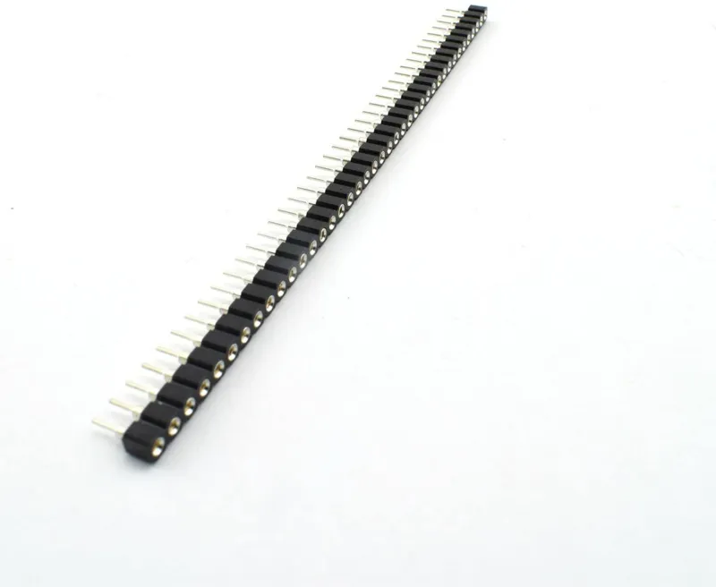 2.54Mm 40 Pins Runde Kvindelige Socket Pin Header Strip 1X40p Sort