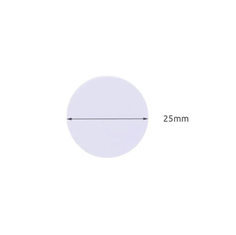 RFID Tag rund mønt | Ntag215 | 13,56Mhz | 1K S50 | Amiibo | Mifare Classic | Hvid